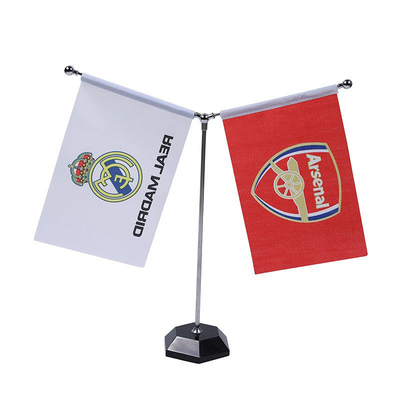 Custom Logo Table Top Flag Double Deck Grommets Finishing With Pole