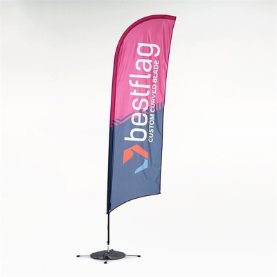 Custom Feather Banner Flags 110D Polyester 560cm Advertising Beach Flag
