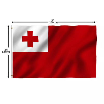 100% Polyester Tonga National Flag Single / Double Sided Printing 3x5Ft